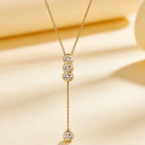 Classic Bubble Necklace D Color Round Moissanite Diamond S925 Silver Plated Dainty Chain for Enegament Party Daily Perfect Gift
