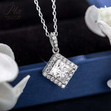 Princess Cut 1/2CT 925 Sterling Silver Halo Moissanite Pendant Necklace Women Only Gifts For Festivals And Anniversaries
