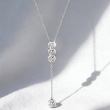 Classic Bubble Necklace D Color Round Moissanite Diamond S925 Silver Plated Dainty Chain for Enegament Party Daily Perfect Gift