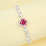 LaLab Grown Columbia Emerald/Ruby 2-3ct Asscher Cut Bracelet White Gold Cultured Gemstone Bangle Luxury Gift for Her