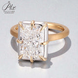 Radiant Cut Ring with 5CT D Color Moissanite Diamond 10k 14k 18K Gold Plated 925 Silver for Women Man Engagement Wedding Jewely