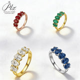 2.5ct Oval Cut Moissanite and Created Emerald Sapphire Ruby Ring VVS1 S925 White Yellow Rose Gold  Fine Jewelry for Women