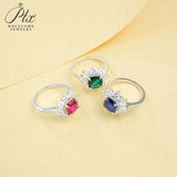 Customize Ring Cushion Cut Lab Grown Ruby Sapphire Columbia 925 Silver No Fade Hypoallergenic Anniversary Gifts Party Banquet