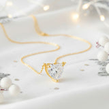 Love Heart Necklace with1/2/3CT D Color Moissanite S925 Plated White Yellow Rose Gold Chain for Woman Engagement Chrisrmas Charm