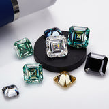 Luxury Multicolor Moissanite Gemstones  Asscher Cut Loose Diamonds  Perfect for Rings Earrings & Pendant Making
