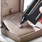 Necklace Moissanite 4-Prongs Pendant Multicolor Round 6.5mm Multicolor Gemstone Jewelry Women Birthday Engagement Gift Charms
