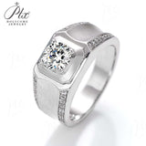【Jason 】925 Sterling Silver 1CT Round Cut Moissanite Ring for Men Only Gifts For Festivals And Anniversaries