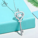 Love Key Dancing Pendant 1CT Round Cut Moissanite 925 Sterling Silver Daily Halo Necklace