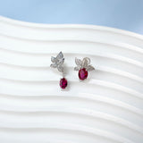 0.8-7CT Oval Cut Ruby/Sapphire/Colombian Emerald Earrings Lab-Grown Gemstone Jewelry Gift for Christmas Easter Hypoallergenic