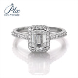 1 Carat Micro Set Emerald Engagement Ring Women 925 Silver