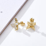 Clover & Marquise-Cut D-Color Moissanite Earring & Necklace Set 925 Silver Plated with Gold Hypoallergenic - Ideal for Women's Daily Wear & Holiday Gifts