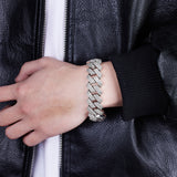 1.2MM Iced Prong Link Cuban Chain Bracelets for Men Women Full Rhinestones Chunky Miami Cuban Bracelet Punk Hip Hop Jewelry Gift