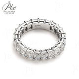 High Quality 4 Prong Emerald Cut DEF VS Lab Diamond Eternity Band 925 Sterling Silver Ring Proposal Ring