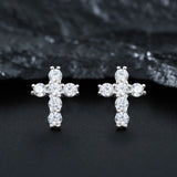 Men's Hip Hop Cross Earrings 925 Sterling Silver Low Allergy VVS1 GRA Certified Moissanite Iced Out Stud Earrings Luxury Ear Jewelry for Men Women Gift Ready Daily Wearable