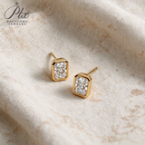 Lab Grown Diamond Stud Earrings Exquisite New Arrival Design 10K/14K/18K Solid Yellow Gold Radiant Cut 2/4ct DEF VVS Minimalist for Women Hypoallergenic Versatile