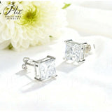 Earrings 1/3/6CT D Color Asscher Cut Moissanite 10k 14k 18k 925 Silver Plated Gold Ear Stud for Woman Engagement Daily Jewely