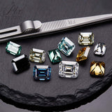 Wholesale Price Moissanite Stone Emerald Cut D Color Blue Green  VVS1 with GRA Certificate 0.5ct-10ct Gemstones
