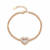 Heart Bracelet with 2mm Round Moissanite Diamond 925 Silver Plated White Yellow Gold Women's Daily Fishion Jewely Gift Favorite