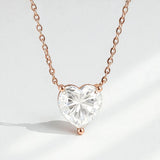 Love Heart Necklace with1/2/3CT D Color Moissanite S925 Plated White Yellow Rose Gold Chain for Woman Engagement Chrisrmas Charm