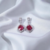 Lab Grown Gemstone Earrings 1.8-2.7CT Chubby Square Ruby Sapphire Colombia Side Moisanite S925 for Women Engagement Christmas
