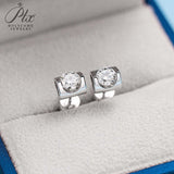 Round Moissanite Inset Heart Stud Earrings Women Only Gifts For Festivals And Anniversaries