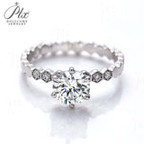 Hexagon Round Moissanite Pavé Ring Women Only Gifts For Festivals And Anniversaries