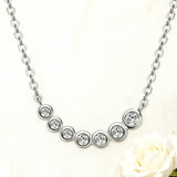 Seven-Round Bezel-Set Necklace with D Color Round Moissanite S925 Plated White Yellow Rose Gold Chain Engagement Chrisrmas Daily