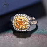 Cushion Cut Champagne Moissanite 2CT Adjustable Double Halo Half Eternity Adjustble Ring
