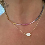 1-2CT Pear Cut Moissanite/Zircon Pendant Necklace S925 Silver East West Solitaire Water Drop Diamond Neck Chain for Women Jewelry