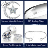 925 Sterling Silver Gold-Plated Moon and Star Pendant Necklace Set with D/VVS1 Grade Moissanite Suitable As A Gift