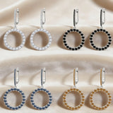 Hoop Earrings 2.6CT D White/Black/Champagne/Vivid blue Round Moissanite S925 Silver Plated for Fishion Party Gift Hypoallergenic