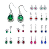 0.8-7CT Oval Cut Ruby/Sapphire/Colombian Emerald Earrings Lab-Grown Gemstone Jewelry Gift for Christmas Easter Hypoallergenic