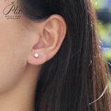 Cultivated Diamond Stud Earrings Round D Color VVS1 925 Sterling Silver Hypoallergenic Non Tarnish Minimal Commute Earring