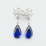 Lab Grown Gemstone Earrings 3.4-5.9CT Pear Ruby Sapphire Colombia Side Moisanite S925 Ear Studs Women Christmas Party Gift