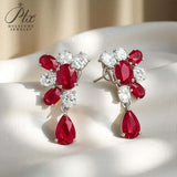 925 Sterling Silver Earrings Pear Cut Lab Grown Ruby Moissanite Earrings Unique Fine Jewelry For Women Men Party Gifts Charms