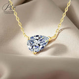 1-2CT Pear Cut Moissanite/Zircon Pendant Necklace S925 Silver East West Solitaire Water Drop Diamond Neck Chain for Women Jewelry