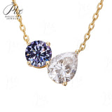 Round 6.5mm Pear 7×9mm Moissanite Diamond Necklace 3EX Hearts and Arrows  VVS1 D Color Ruby Sapphire  Columbia Emerald  Fancy Color Moissanite  Gift