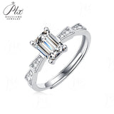 Emerald Cut Moissanite Adjustable Ladder Pavé Ring Women Only Gifts For Festivals And Anniversaries
