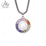 Zircon 925 Sterling Silver Rainbow Coloured Alphabet Necklace Commuting Daily Wear