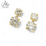 Earrings with 5.6/10CT D Color Round Moissanite 925 Silver Plated White Yellow Gold Ear Stud for Women Fashion Daily Jewely Gift