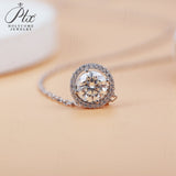 Round Cut 1CT Moissanite 925 Sterling Silver Halo Hollow Pendant Necklace