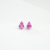 Lab Grown Gemstone Earrings 3.7-5CT Ruby Sapphire Colombia Padparadscha 925 Silver Three Claw Design Pear Earring Hypoallergenic