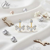Earrings with 2.8CT D Color Round Marquise Cut Moissanite 925 Silver Plated White Yellow Gold Ear Stud Fashion Christmas Gift