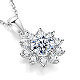 Moissanite Necklace Sunflower Pendant Multicolor Round Cut 1ct Women Wedding Party Engagement Special Gifts Charms Fine Jewelry