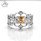 Vintage Asscher Cut Champagne Moissanite Ring Women Only Gifts For Festivals And Anniversaries