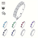 S925 Silver Gemstone Ring with Brilliant Cut Moissanite Stones More Choices Of Color Elegant & Stylish Jewelry for Women
