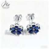 Flower-Shaped Earring Jewelry with Moissanite/Sapphire/Ruby 925 Sterling Silver Plated Screwback Earrings for Women