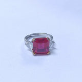 Ring with 4-6.9CT Asscher Cut Lab Grown Ruby Sapphire Colombian Padparadscha 925 Silver for Christmas Exquisite Gift Fancy