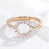 HMJ Ring Lab Grown Diamond 18K 14K 10K Gold Silver Band Sunflower Halo jewelry for Men Women No Fade Dazzling Fire Vintage