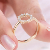 HMJ Ring Lab Grown Diamond 18K 14K 10K Gold Silver Band Sunflower Halo jewelry for Men Women No Fade Dazzling Fire Vintage